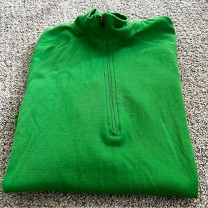 Ibex Men's Green 1/4 Zip 100% Wool Pullover Size Medium